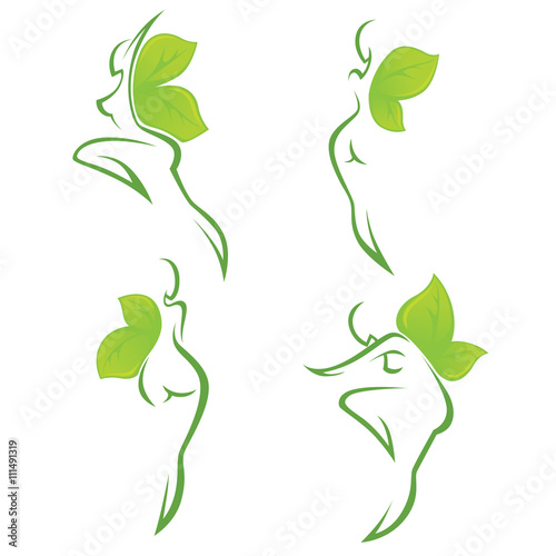 abstract women in different poses, vector organic collection
