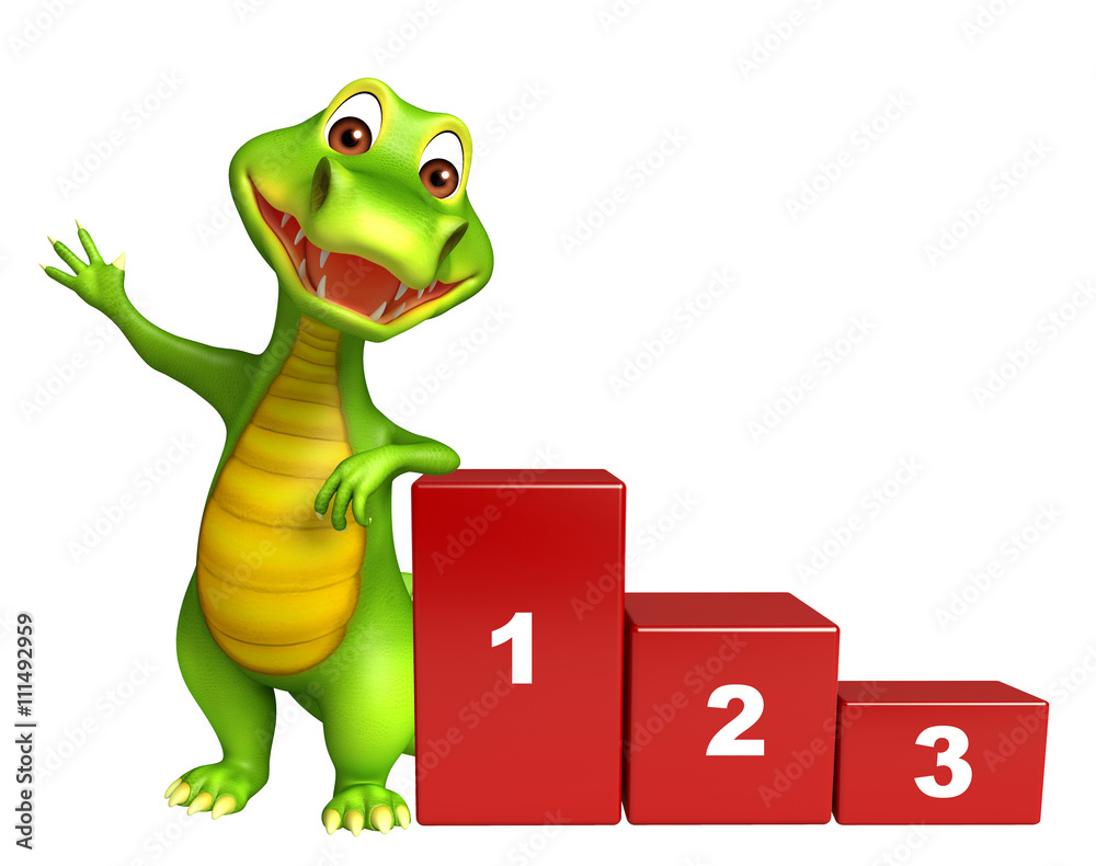 Fototapeta premium cute Aligator cartoon character with level