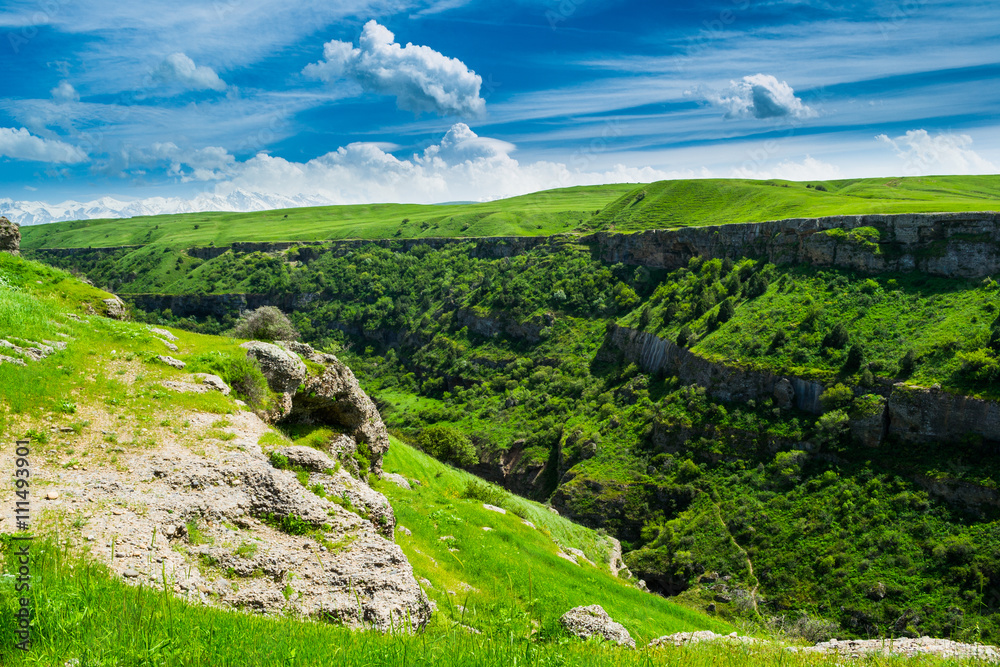 Clouds and blue sky on plato in Aksu canyon