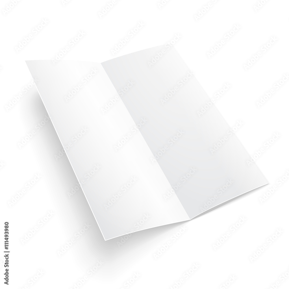 Blank Folded Paper Brochure With Shadows. On White Background Isolated. Mock Up Template Ready For Your Design. Vector EPS10 Blank Folded Paper Brochure With Shadows. On White Background Isolated. Mock Up Template Ready For Your Design. Vector EPS10