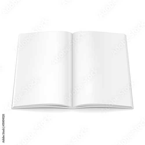Blank Opened Magazine, Book, Booklet, Brochure. On White Background Isolated. Mock Up Template Ready For Your Design. Product Packing Vector EPS10
