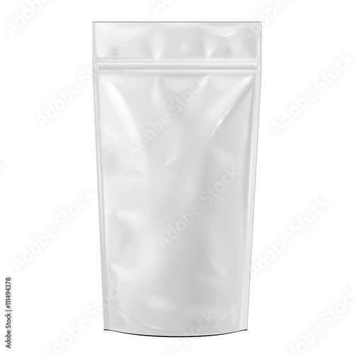 White Blank Sealed Foil Food Pouch Bag Pack Vector EPS10