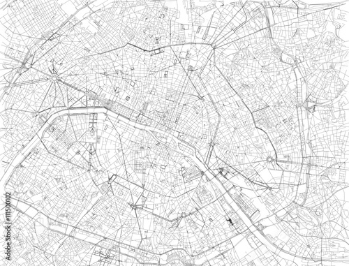 Mappa di Parigi, vista satellitare, strade e vie, Francia photo