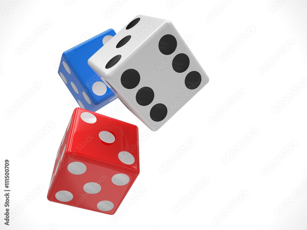 three dices on white background. 3d rendering. three dices on white background. 3d rendering.