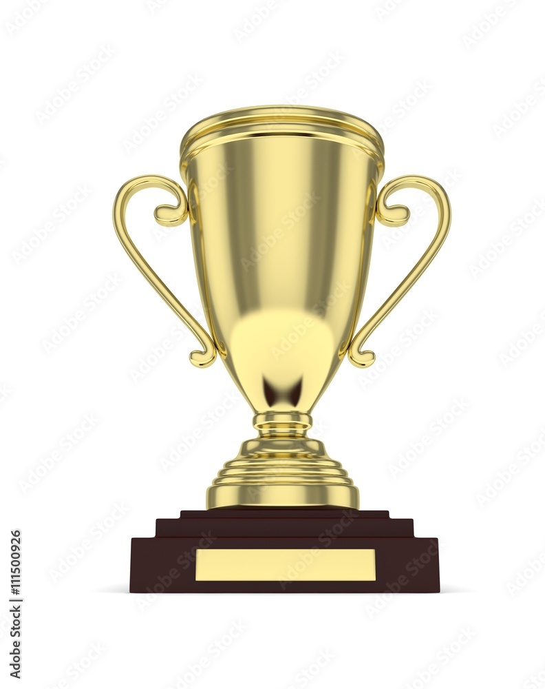 Golden cup on white background. 3D rendering. Golden cup on white background. 3D rendering.