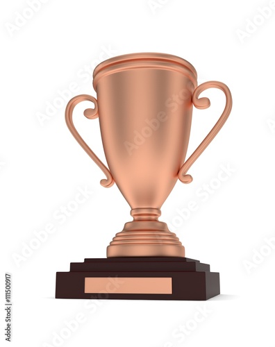 Bronze cup on white background. 3D rendering.