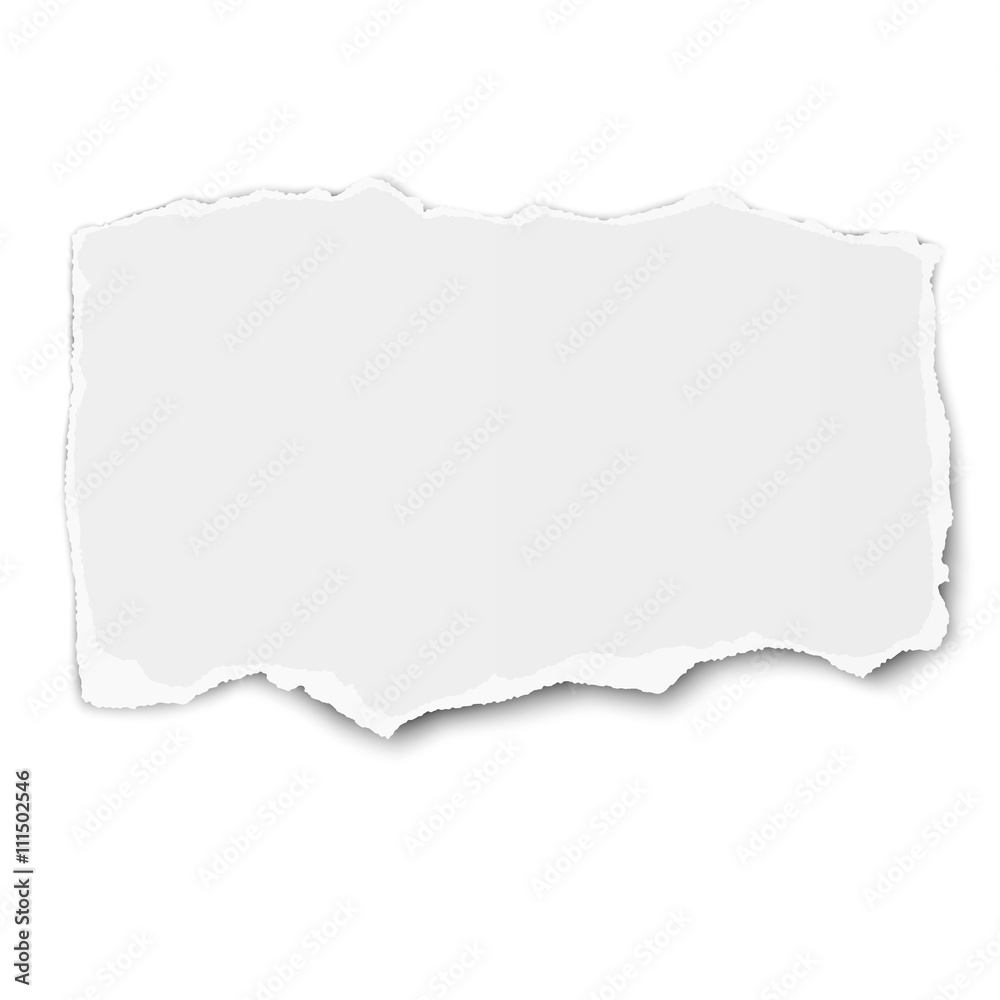 White paper tear with shadow placed on white background