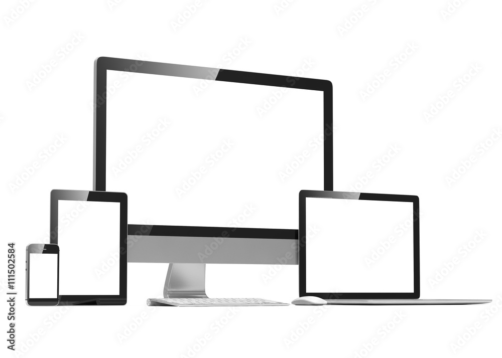 Ultimate web design, laptop, smartphone, tablet, computer, display. 3d rendering. Ultimate web design, laptop, smartphone, tablet, computer, display. 3d rendering.