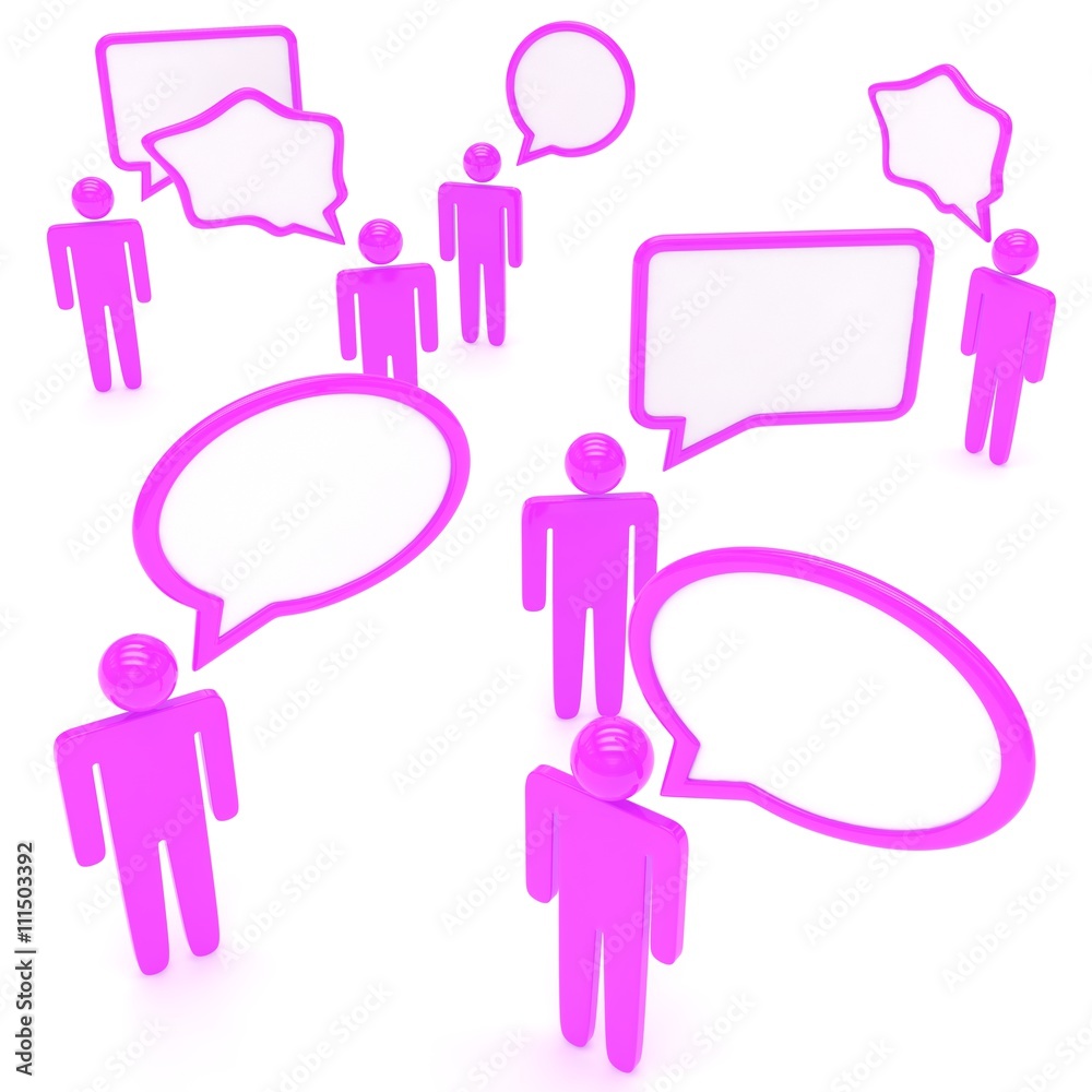 people with talk bubbles isolated over a white background. 3d rendering. people with talk bubbles isolated over a white background. 3d rendering.