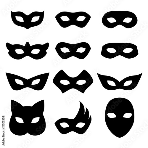 Blank carnival masks icons templates set illustration.