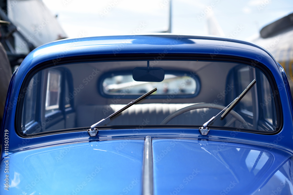 Detail of blue vintage car. (Identity, vintage, unique - concept