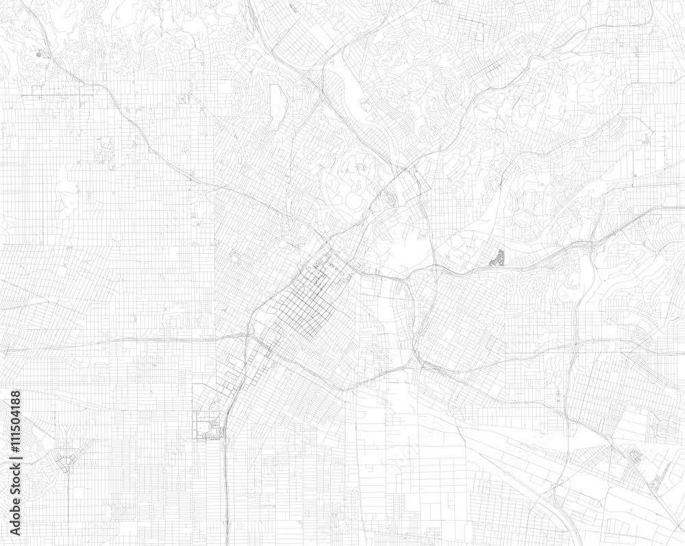Naklejka premium Mappa di Los Angeles, vista satellitare, strade e vie, Usa