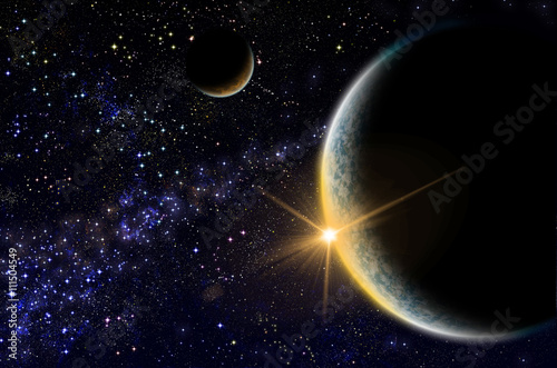Fototapeta Naklejka Na Ścianę i Meble -  Sunrise somewhere in space