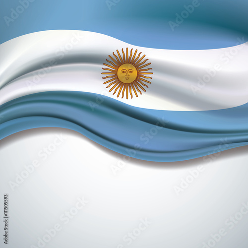 Vector Argentina flag blowing in the wind on white background photo