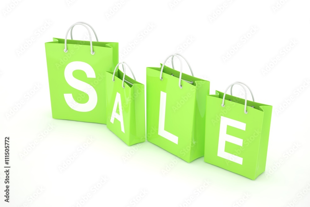 sale written on shopping bag. 3d rendering.