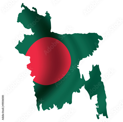 Vector Bangladesh flag blowing in the wind ion white background