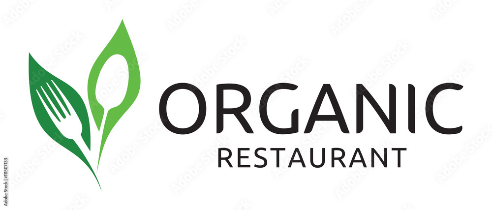 Obraz premium Organic restaurant vector symbol