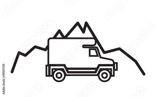 camping trailer and mountains vector
