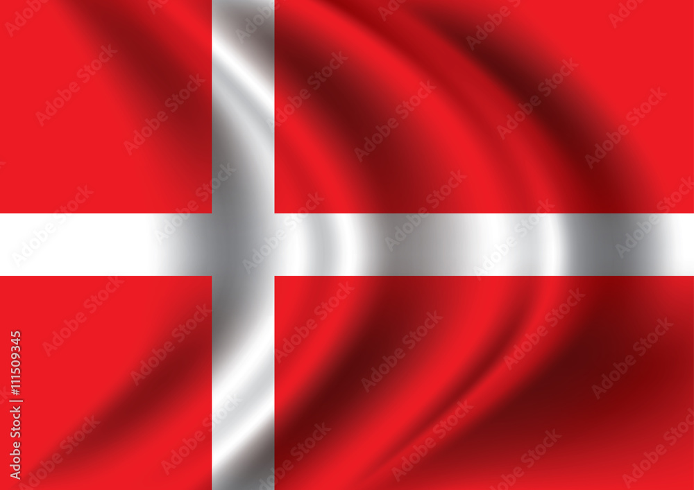 Fototapeta premium Vector Denmark flag blowing in the wind