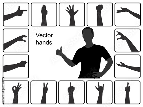 Different silhouettes hands vector