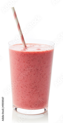 Glass of strawberry milkshake