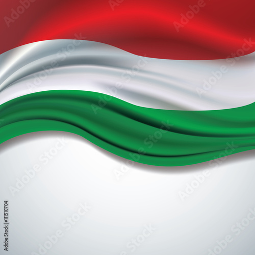 Fototapete Vector Hungary flag blowing in the wind on white background