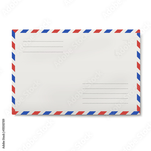 Air mail white envelope isolated