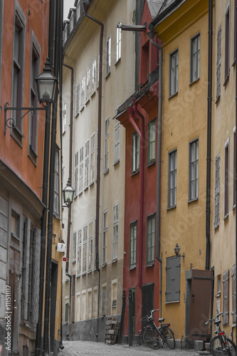 Narrow Street in Old Town  Gamla Stan  of Stockholm  Sweden