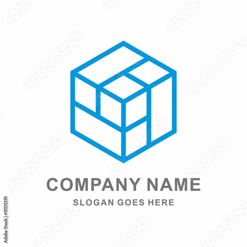 Geometric Hexagon Cube Decoration Vector Logo Template