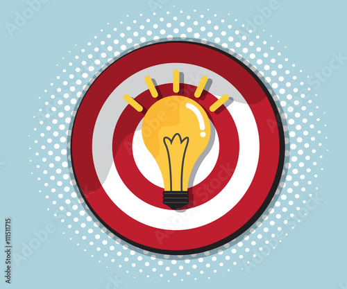 dart board with bulb idea, comic background style