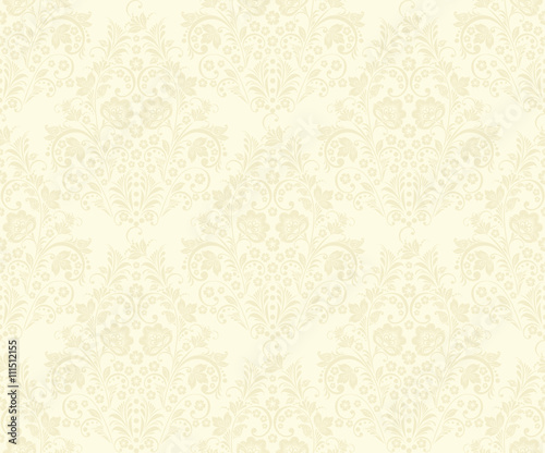Vector damask seamless pattern beige background. Elegant luxury texture for wallpapers, backgrounds and page fill