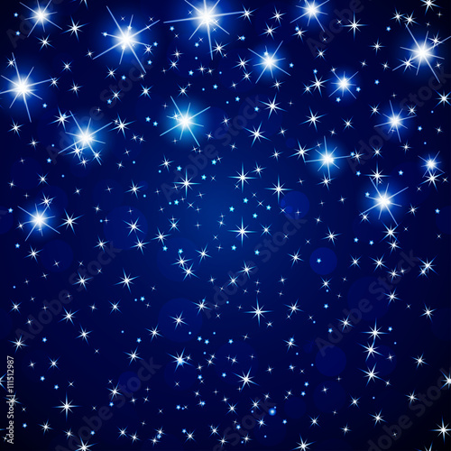 Abstract cosmos night sky background with glowing stars. Vector .