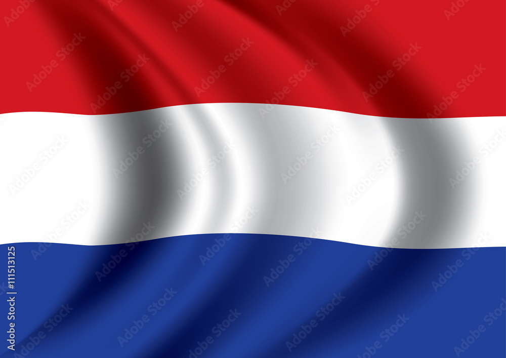 Vector Dutch flag blowing in the wind. Netherlands flag. Vector Dutch flag blowing in the wind. Netherlands flag.