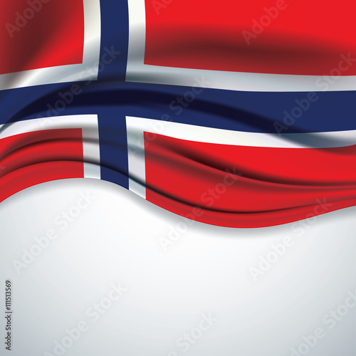 Tablou pe pânză Vector Norway flag blowing in the wind on gray background