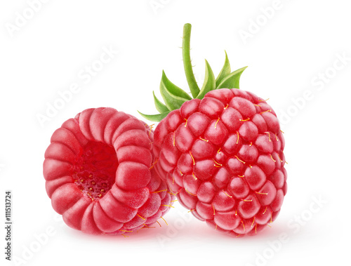 Two isolated raspberries