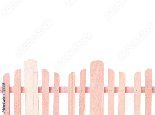 Closeup wooden fence isolated on white background