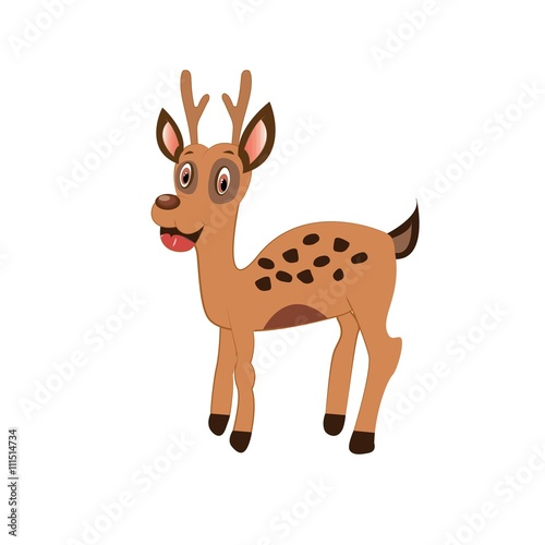 Cute deer cartoon posing on white background