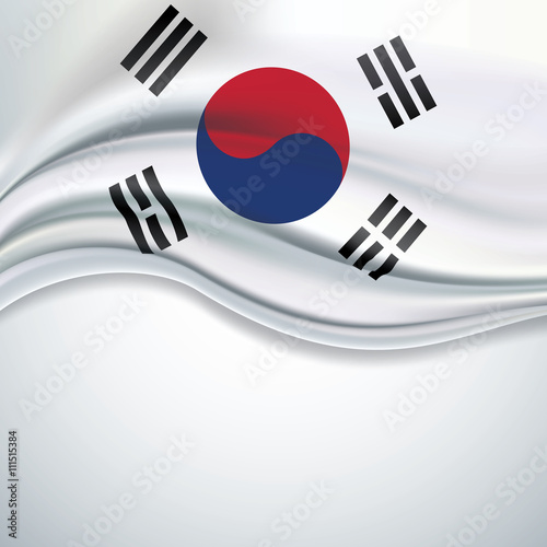 Vector of South Korea flag blowing in the wind on white backgrou