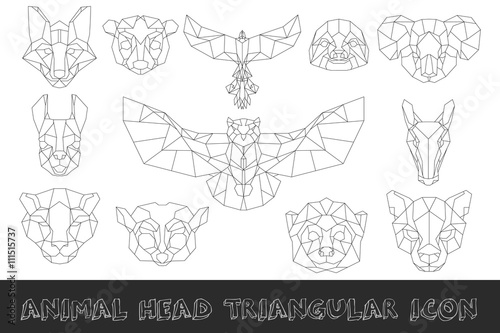 Front view of animal head triangular icon
