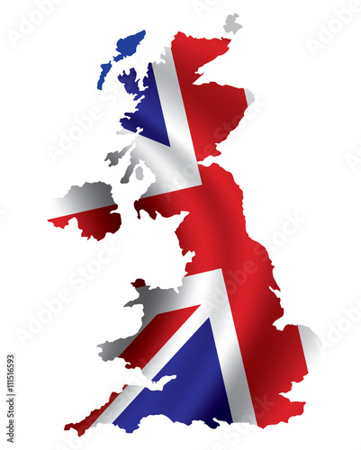 Vector Great Britain, United Kingdom flag map