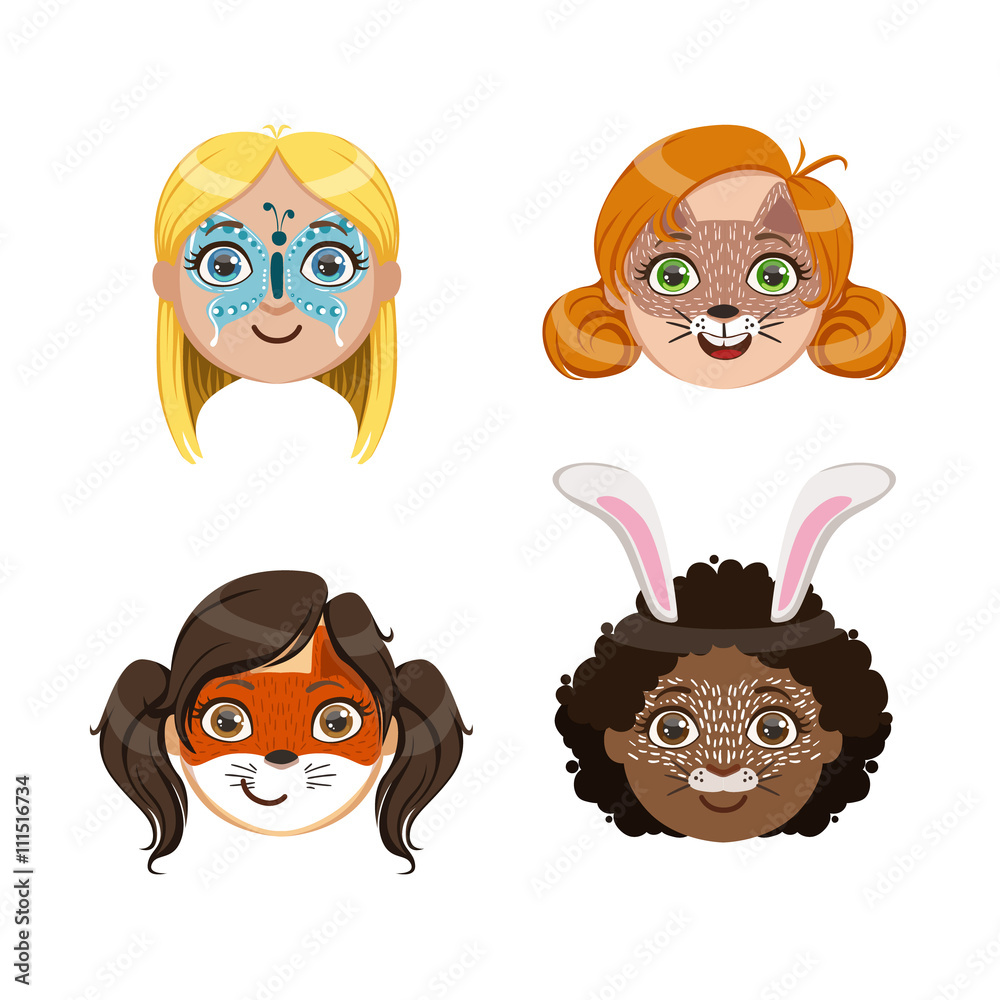 Girls Portraits With Painted Faces Girls Portraits With Painted Faces