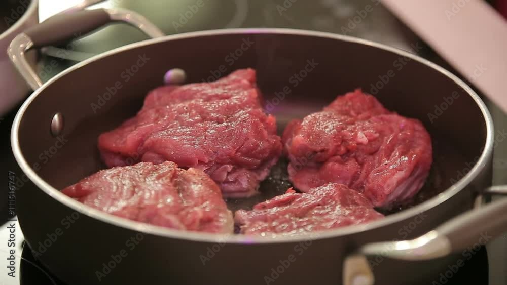 Beef steak fried in pan Beef steak fried in pan