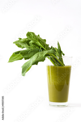 Healthy drink with spinach isolated on white background
