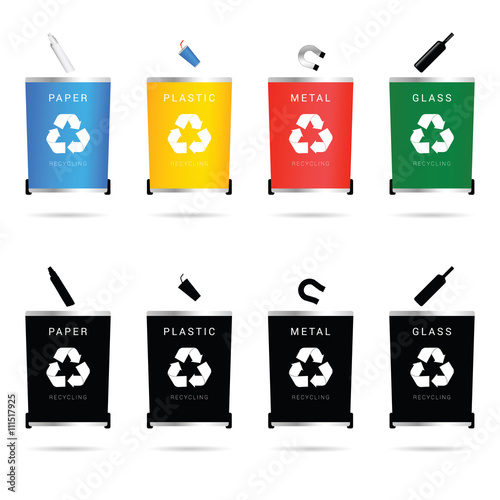 plastic buckets set illustration