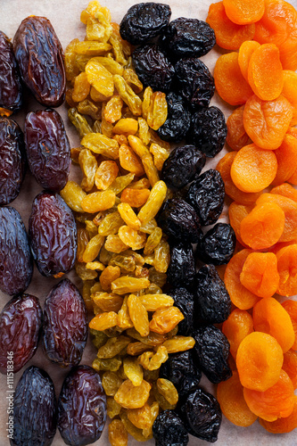 dried fruit mix on a wooden table