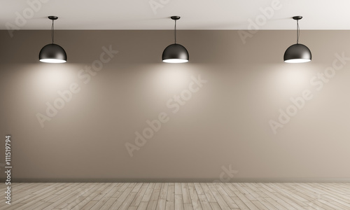Fototapeta Naklejka Na Ścianę i Meble -  Three black metal lamps over beige wall 3d rendering