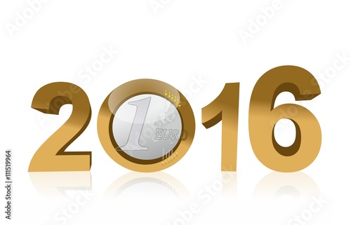 Фотография euro coin with year 2016