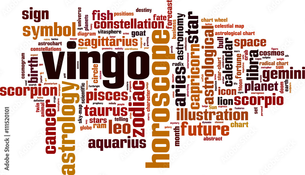 Virgo word cloud concept. Vector illustration Virgo word cloud concept. Vector illustration