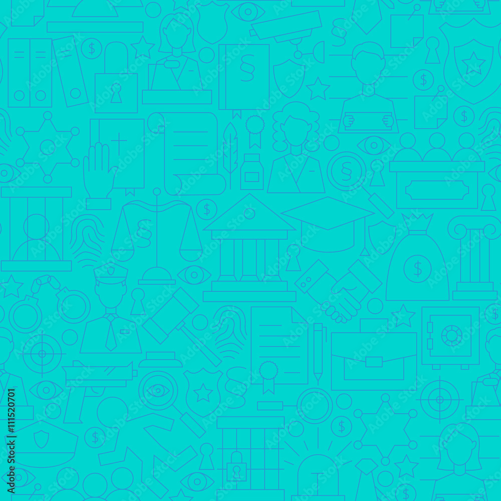 Thin Line Blue Law and Justice Seamless Pattern