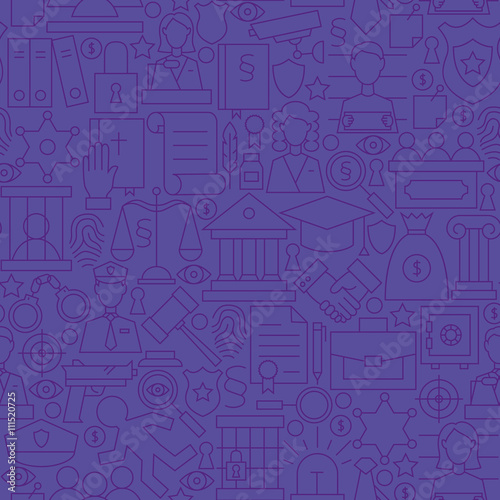 Thin Purple Attorney Lawyer and Justice Line Seamless Pattern